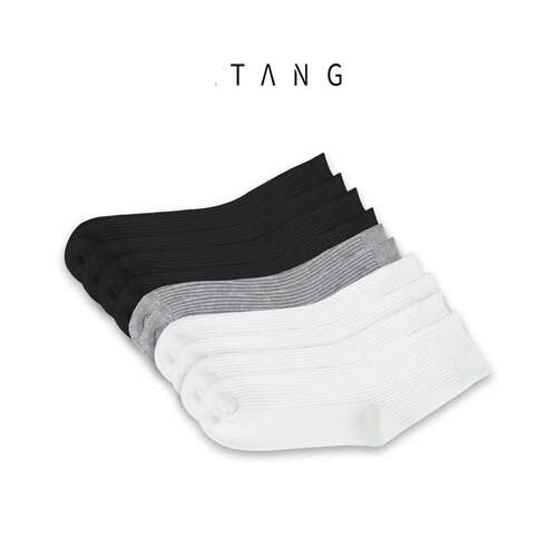 TANG莱赛尔男士纯色中筒袜5双