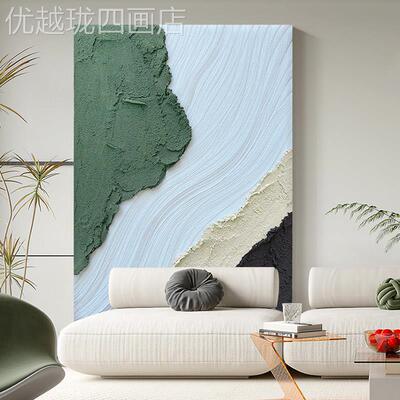 网红客原《梦幻之旅》.约现代厅纯手绘砂创岩肌简理装饰画竖版