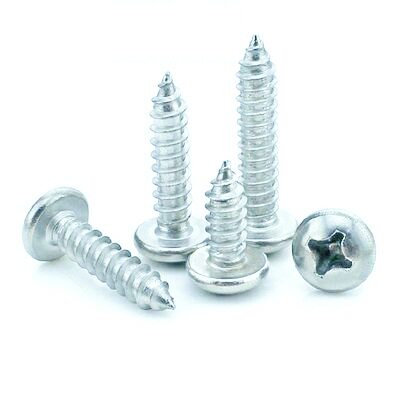 GB845螺丝铁板牙ST2.9 盘头十字尖尾不锈钢304(A2)螺丝