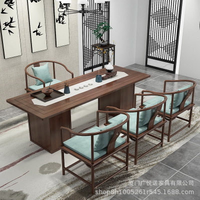 新中式实木茶桌泡茶桌子茶具简约现代办公室桌椅洽谈茶台茶几