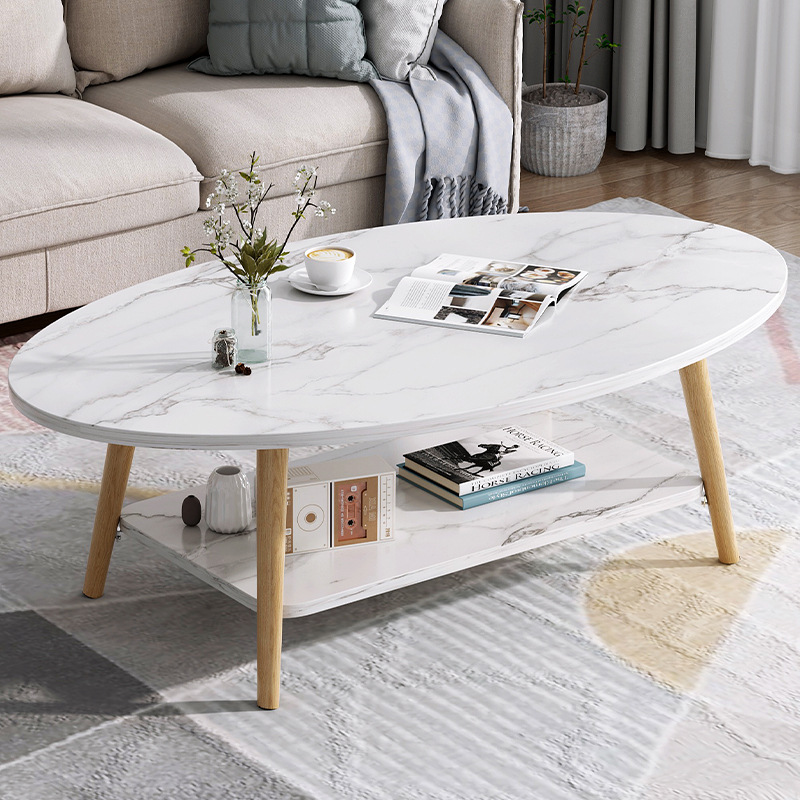 茶几简约现代客厅茶桌大理石纹北欧茶几实木腿桌子家用创意茶台