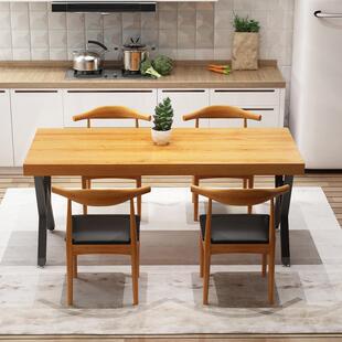 烧烤店火锅店复古餐桌椅组合饭店面馆餐厅长方形实木餐桌休闲桌椅