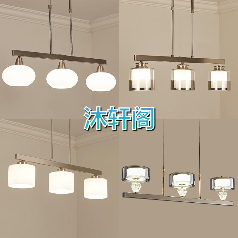 led餐厅吊灯现代简约创意餐桌灯北欧轻奢个性吧台三头灯长条灯具