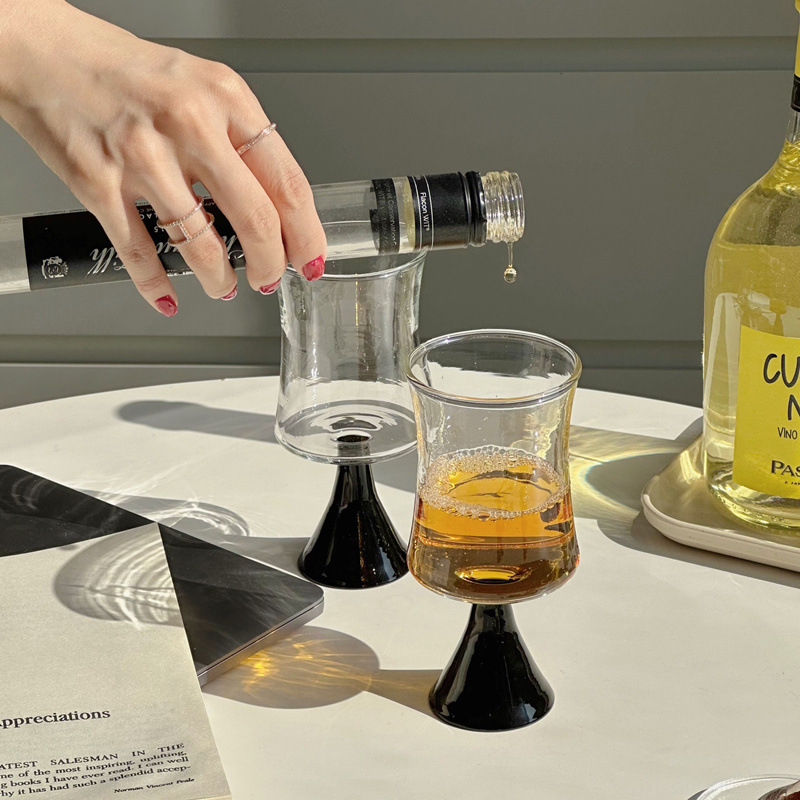 中古喇叭红酒高脚杯法式玻璃水杯家用耐热咖啡杯子 甜酒杯香槟杯