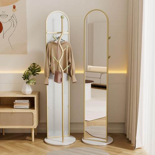旋转全身镜挂衣架穿衣镜家用衣帽架镜子置物架落地镜女生试衣镜