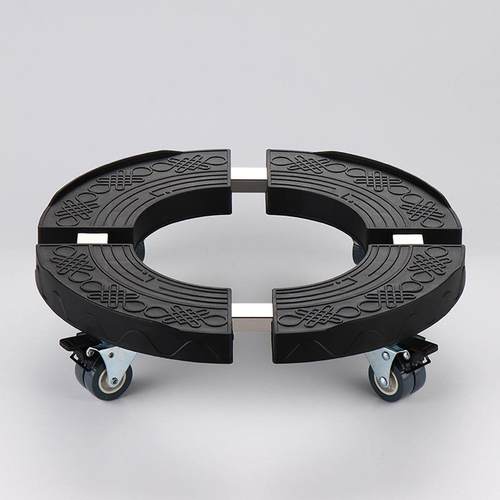 不锈钢管圆形可伸缩花盆盆栽托盘底座架带轮可移动花架植物移动架