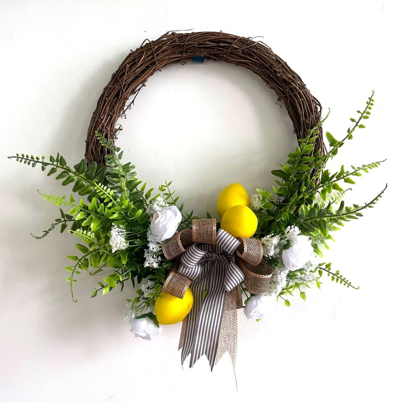 仿真柠檬花环绿植绢花藤环门饰墙壁挂饰家居装饰花环庭院挂饰