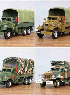 老式解放CA10模型摆件复古铁艺仿真军车运输车战车怀旧艺装饰摆设