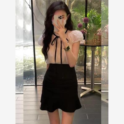 奶系穿搭夏天套装甜美蝴