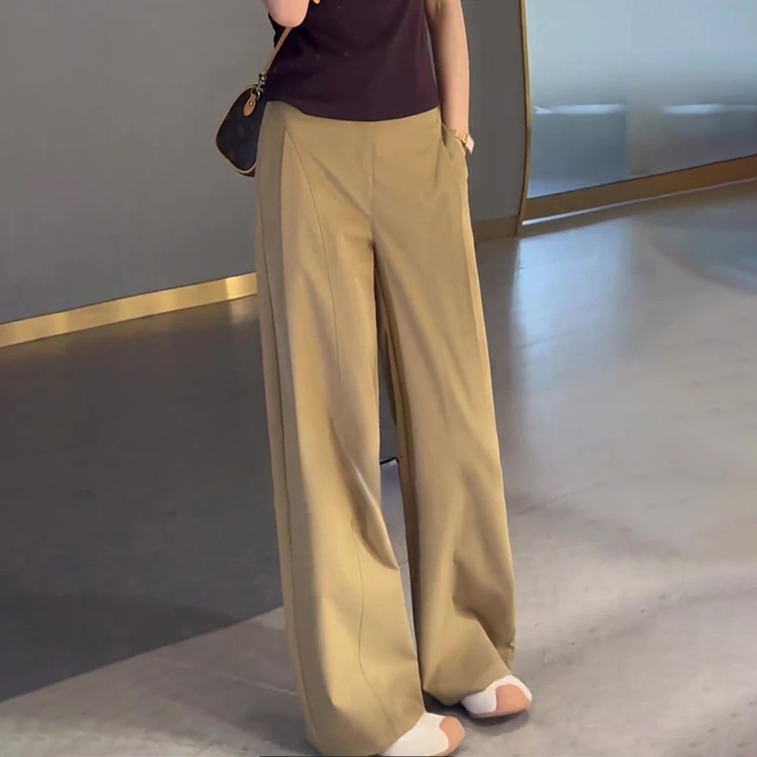 秋季潮流侧压褶贝斯裤女阔腿裤