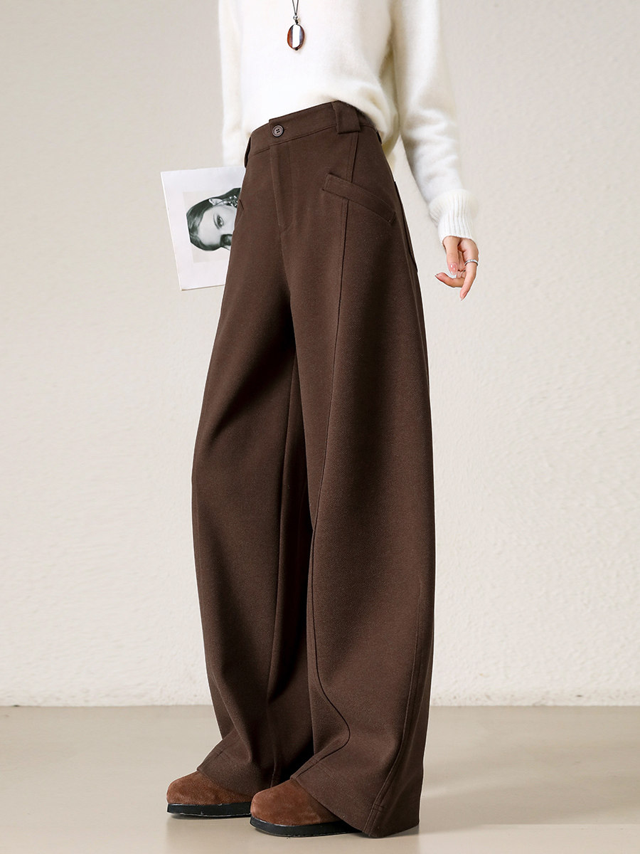 冬款弯刀阔腿裤~厚实呢子宽松休闲裤显瘦百搭裤子女款弯刀裤女裤