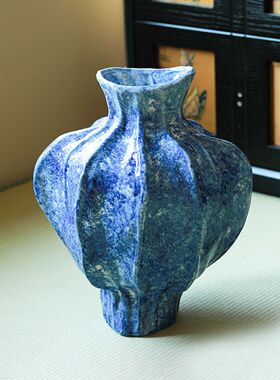 新中式景德镇陶瓷花瓶高级感侘寂风客厅玄关插花装饰摆件复古花器