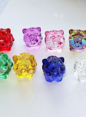 极速粉紫黄水晶虎摆n件虎年新年礼物生日十二生肖开业家居装饰招