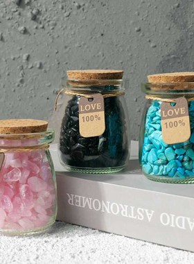 极速天然水晶碎石许愿瓶摆件粉紫白水晶碎石客P厅家居装饰品聚宝