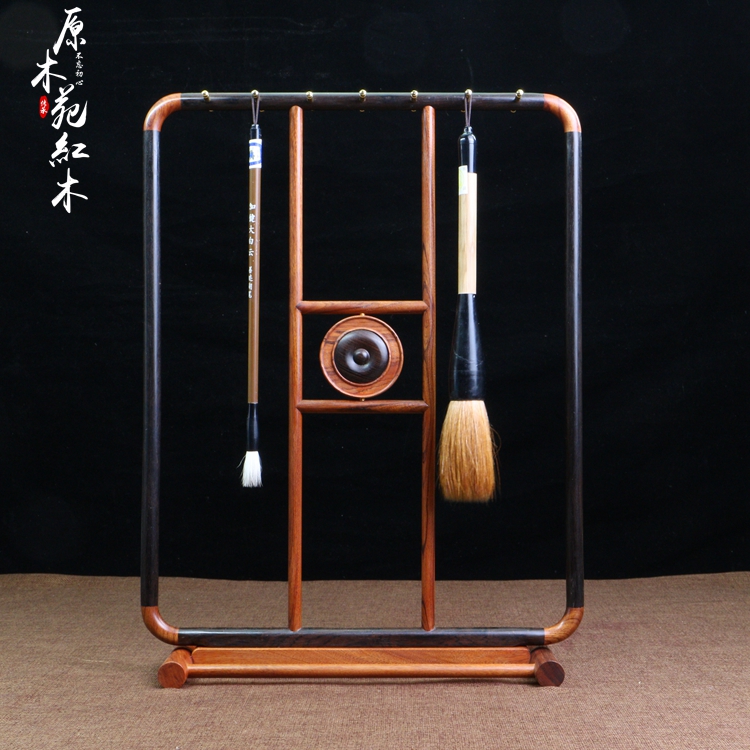 极速新款红木酸枝木笔架黑檀木毛笔挂H文房用品木质古典笔架实木