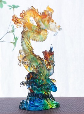 极速古法b琉璃飞龙在天工艺品店铺招财桌面装饰摆件乔迁开业风水