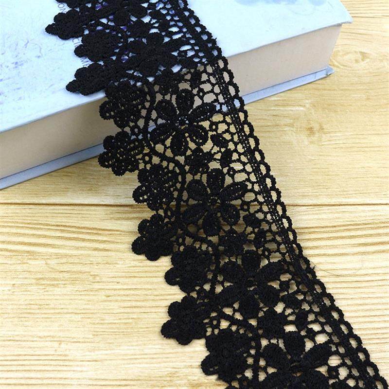 极速加厚优质垂感宽蕾丝花边黑白色衣裙下摆加长装U饰布料镂空刺