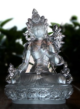 极速古法琉璃白度母佛像藏传密z宗增寿救度佛母佛堂供具摆件 高24