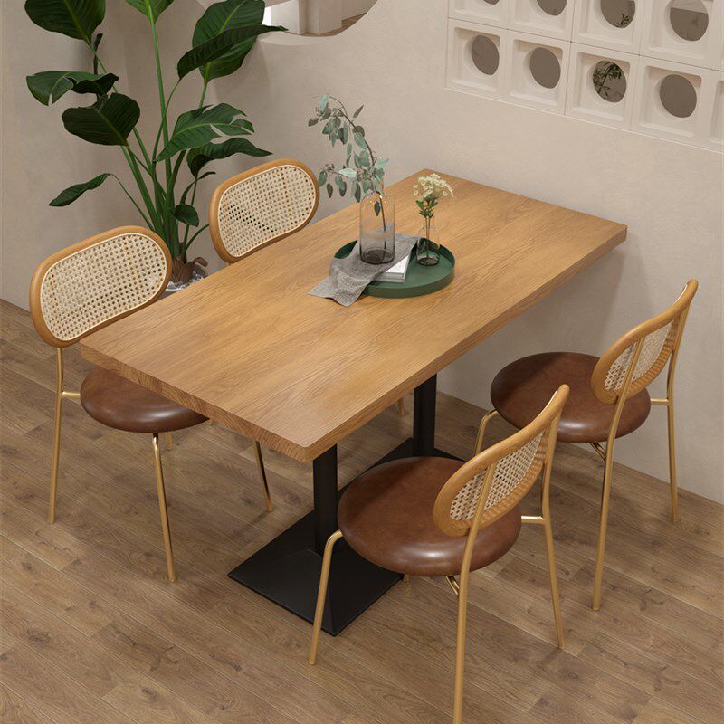 西餐厅饭店桌椅组合美式咖啡店休闲实木餐桌日式料理店长方形桌子