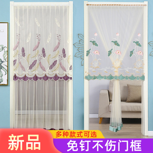 门帘防蚊防蝇夏薄款家用纱窗网免打孔魔术贴伸缩杆遮卧室单门室内