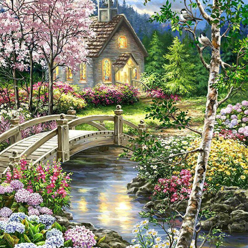 小桥人家 新款十字绣套件 风景 客厅卧室 精准印花