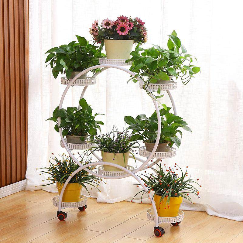 植物架子室内花架子小空间花架客厅电视柜旁移动花架带轮花盆架子