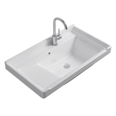 阳台洗衣盆台面台中盆半嵌入式单盆一体陶瓷柜盆池洗漱洗脸洗手盆