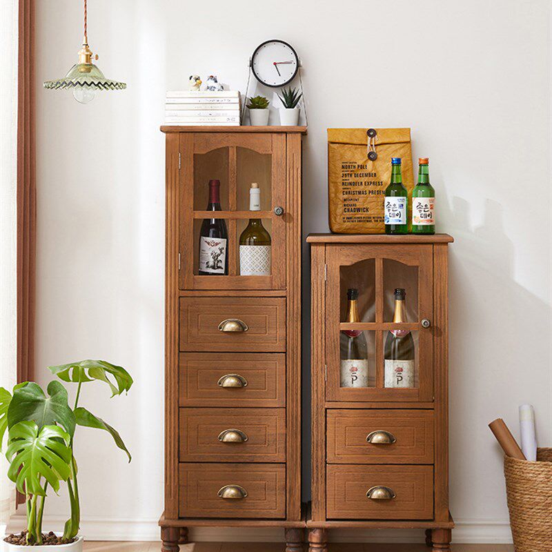 全实木小酒柜单门靠墙客厅柜子简约多功能斗柜餐边柜电视边柜整装