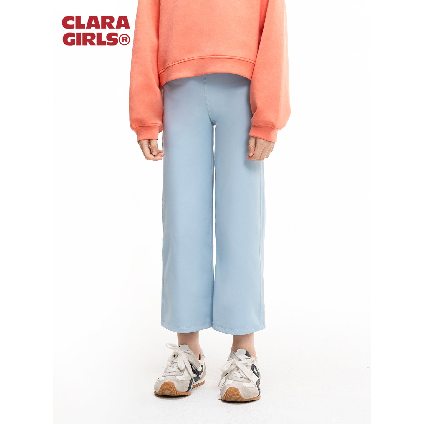 claragirls｜女童八分瑜伽直筒裤2026年春季高弹透气儿童运动长裤