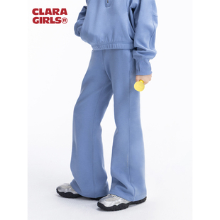 claragirls女童喇叭裤【单向导湿】薄绒保暖25秋冬儿童休闲运动裤