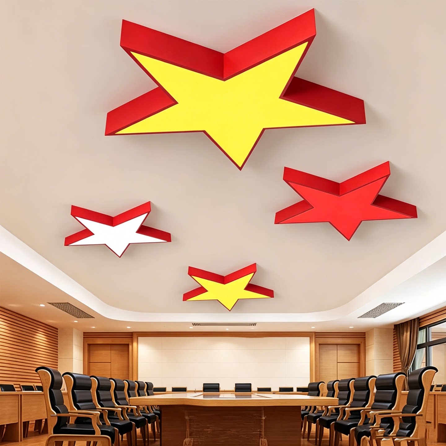 五角星灯党建室吸顶灯简约学校办公室灯会议室村委会装修过道吊灯