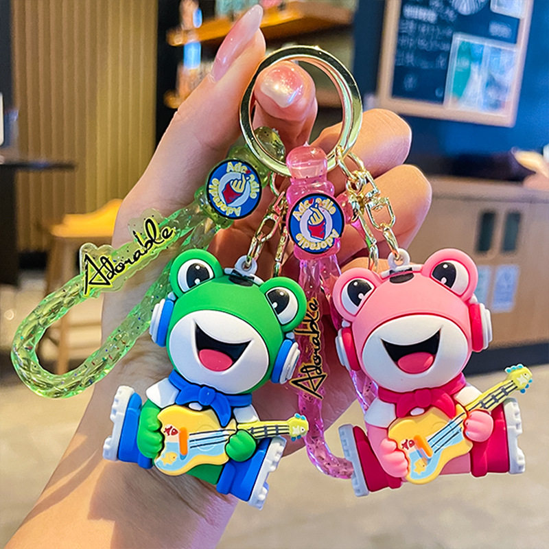手机链挂饰网红高颜值吉他青蛙钥匙扣情侣挂件书包钥匙挂饰小礼品