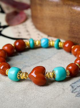 手链2025冬季上新南红玛瑙桶珠手链手饰 原创文玩屁桃新中式手串