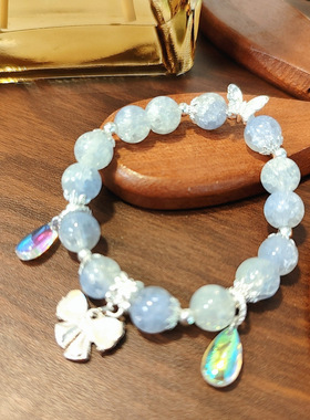 夏日清凉森系超仙蝴蝶手链花朵冰裂ins小众百搭甜美手串闺蜜礼物