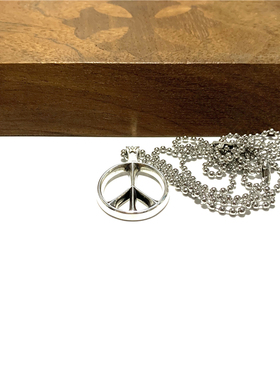 WANGWANG925纯银CS五角星反战镂空2MM情侣挂坠银饰泰银吊坠项链