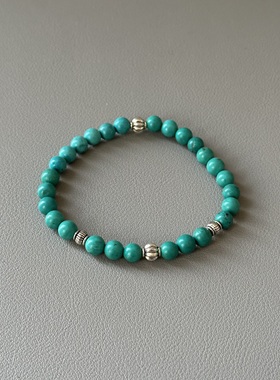 特价WANGWANG 藏银民族风四银饰6MM复古做旧细款情侣搭配串珠手链