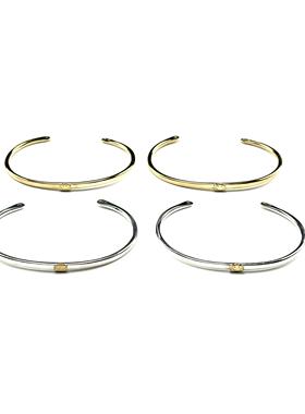 WANGWANG鸢尾花925纯银笑脸点金十字X脸细款搭配LOGO情侣手镯手环