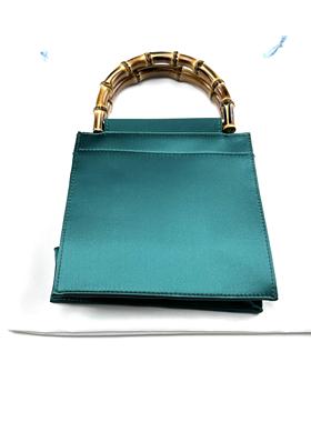 WANGWANG女士真丝绸桑蚕丝包简约百搭天然竹节手提包手拎包丝绸包