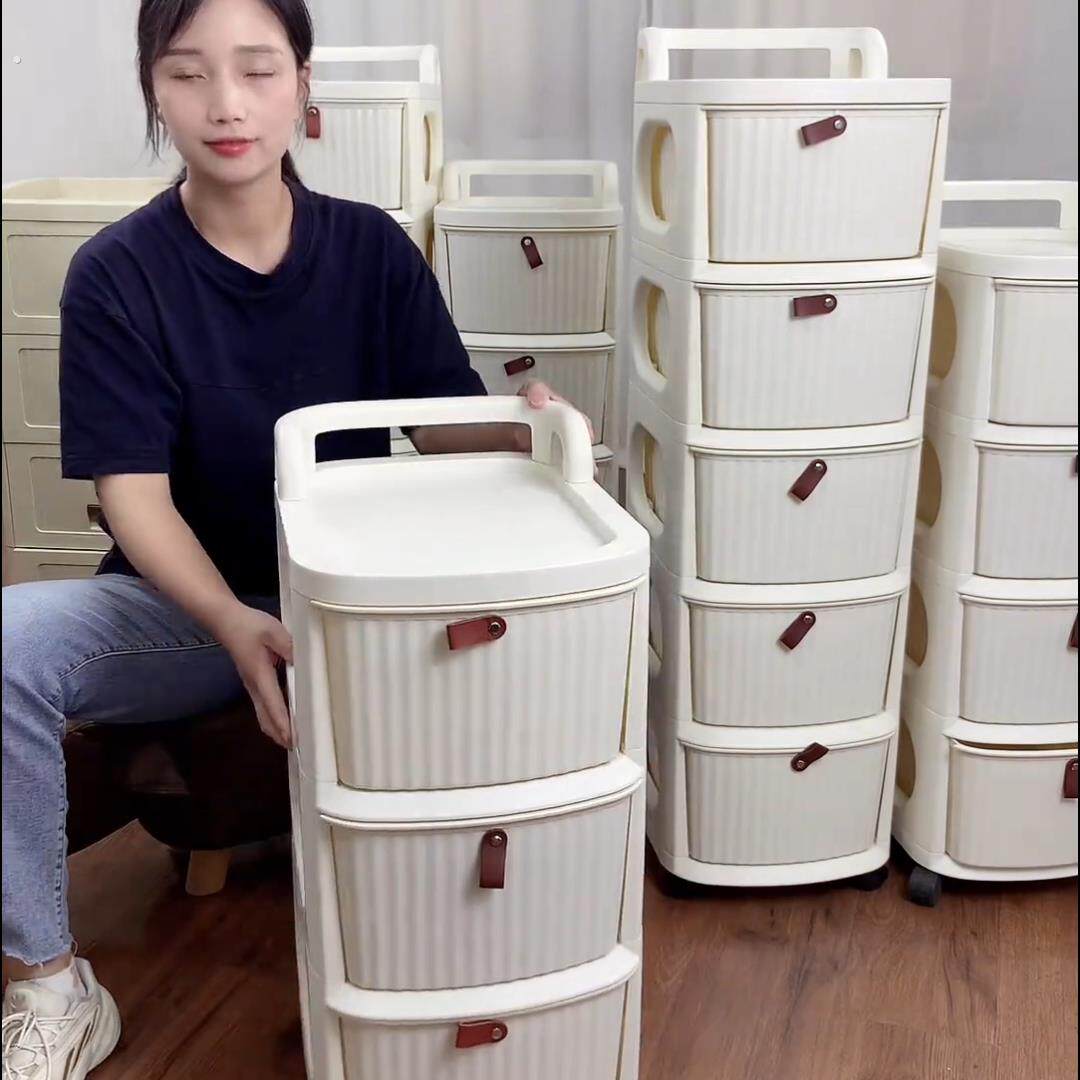 收纳小推车桌下化妆品护肤品收纳落地居家整理柜可移动多层储物柜