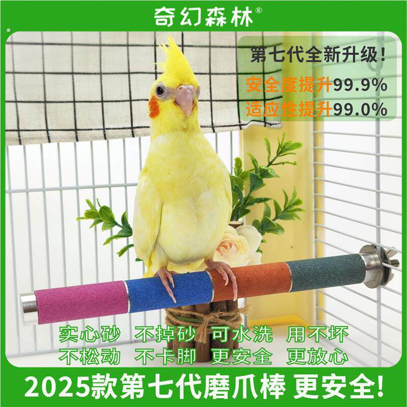 鹦鹉磨爪棒磨砂鸟站杆站棍不锈钢玄凤鹦鹉站架磨甲器磨嘴鹦鹉用品