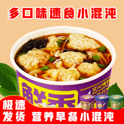 小馄饨宿舍夜宵早餐营养懒人桶装云吞食物免煮冲泡紫菜虾混沌速食