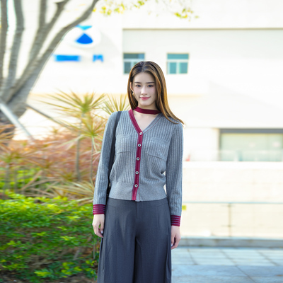 YAOLY姚领灰色针织开衫881N11612