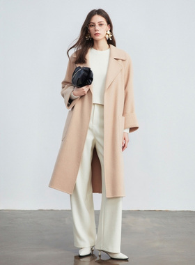 姚领女装冬季新品长款大衣毛呢外套861M40569