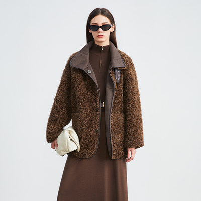 姚领YAOLY咖色皮草863M43063