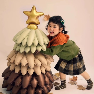 男女童儿童针织衫墨绿色艺术气质针织毛衣开衫外套设计感摄影写真