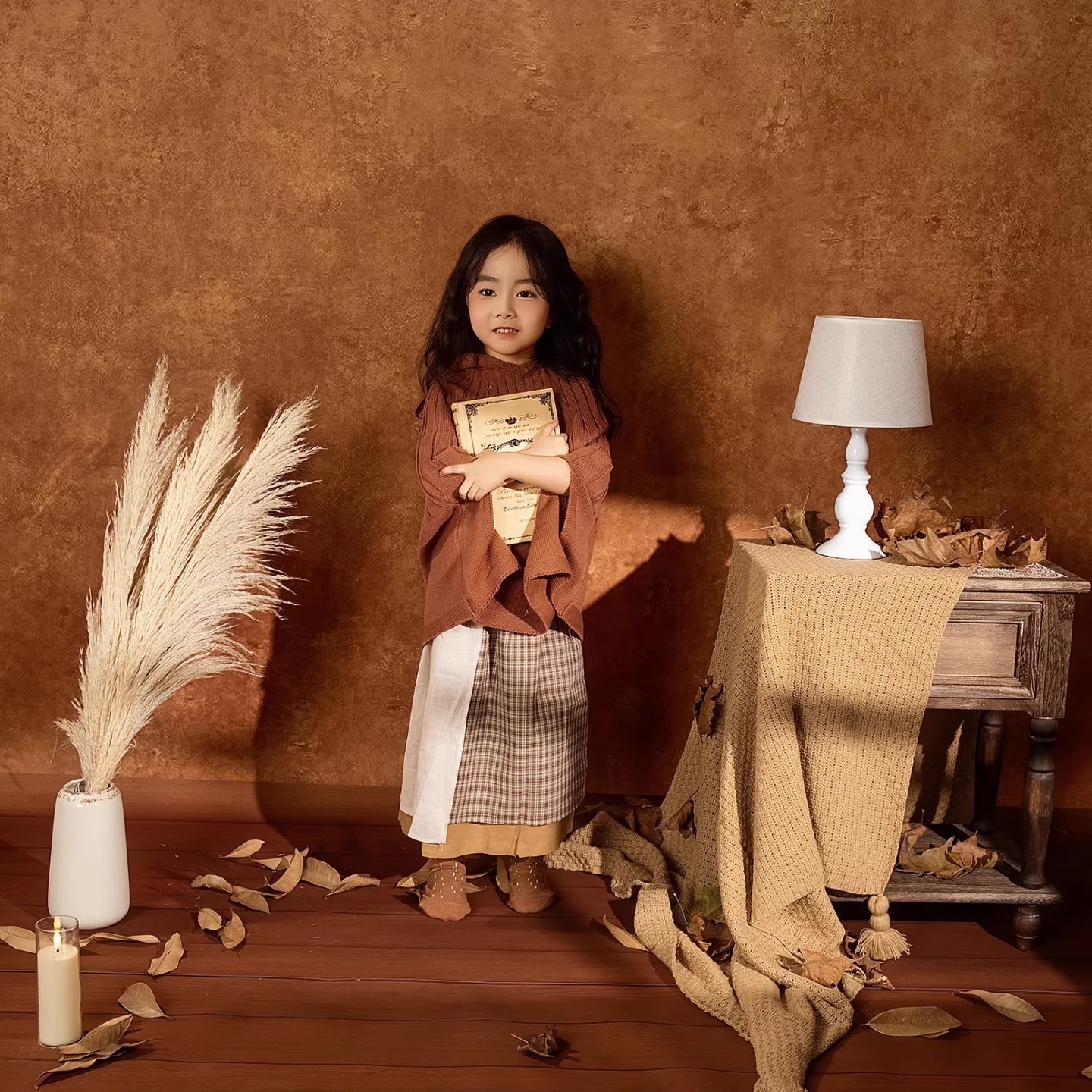 毛衣女银杏女童秋生日写真摄影服装美拉德斗篷披肩外套精灵设计感