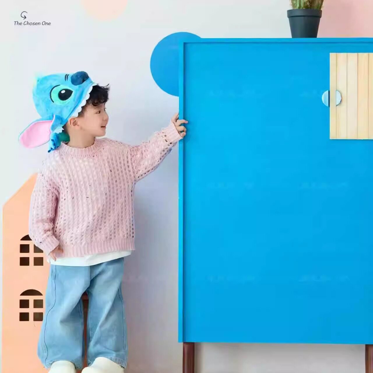 韩版儿童毛衣女小众紫白粉摄影服装拍照针织衫镂空套头洞洞衫清新