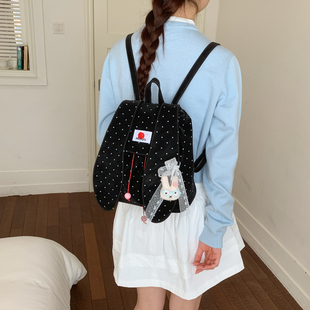 ins少女风波点双肩背包包女2026新款甜美小众轻便通勤大容量书包