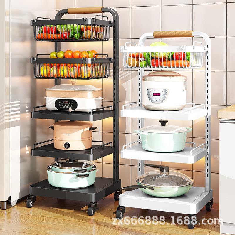可调节厨房锅具置物架落地式放锅架子家用多层放电饭煲锅蔬菜收纳