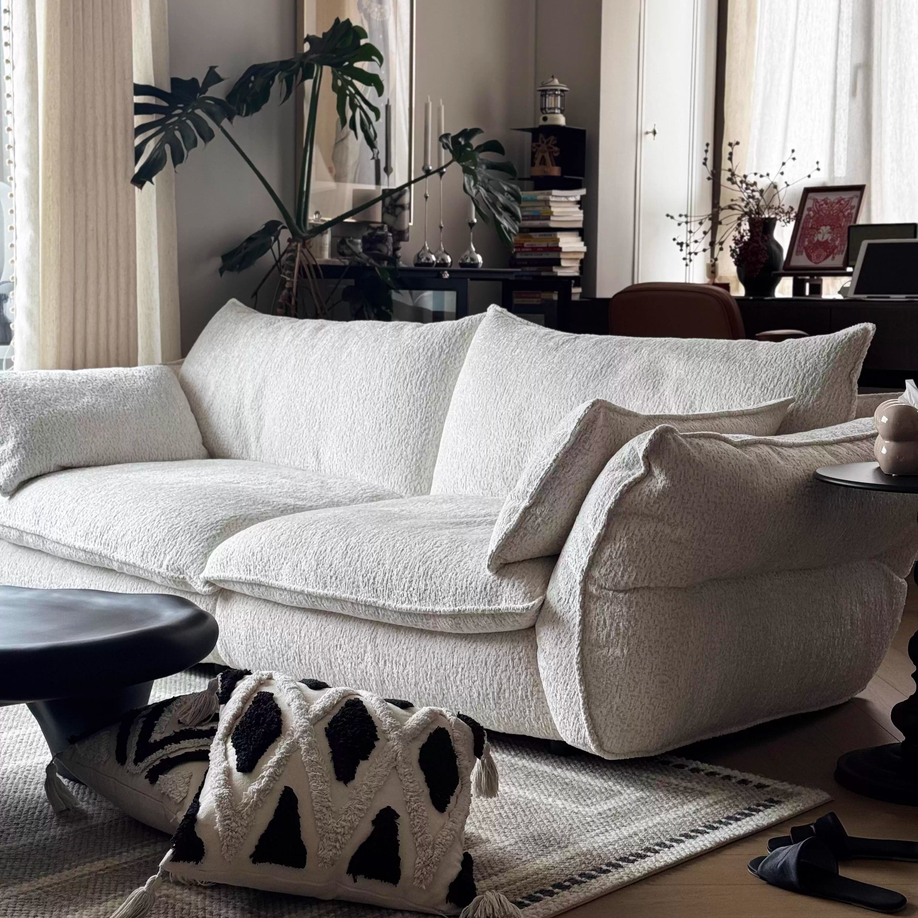 顾来法式奶油风羽绒布艺沙发